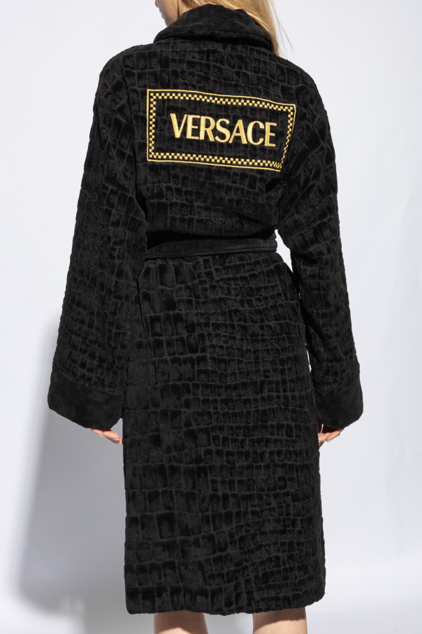 その他 VERSACE 1008603 1A11119 Versace Dark Green 100% Leather Metal Buckle Decorated
